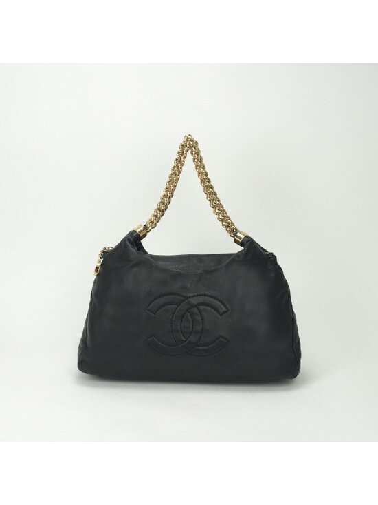 Chanel Handbags - Chanel Tote Shoulder Bag Lambskin Noir Black Gold Chain Bag Big CC Logo Jumbo